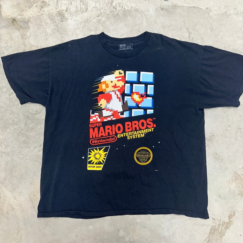Super Mario Bros Nintendo‎ Entertainment System Black T Shirt Mens Size S 2017